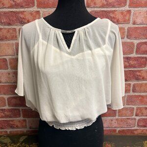 by & by Small White Shawl Sleeve Top